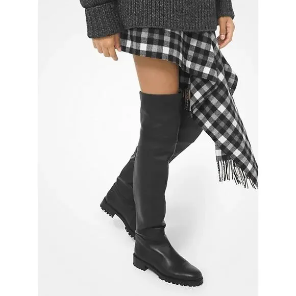 Michael Kors Collection Italy Chesley Over The Knee Boots Leather Black Size 38 - Picture 4 of 16
